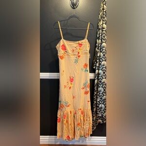 Free People Women’s Orange floral Striped Spaghetti Strapless Maxi Dress Size XL
